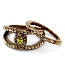 Load image into Gallery viewer, Womens Coffee Brown Ring Anillo Cafe Para Mujer 316L Stainless Steel with AAA Grade CZ in Olivine Anzio - Jewelry Store by Erik Rayo
