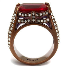 Load image into Gallery viewer, Womens Coffee Brown Ring Anillo Cafe Para Mujer 316L Stainless Steel with Glass in Garnet - Jewelry Store by Erik Rayo
