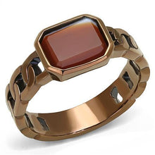 Load image into Gallery viewer, Womens Coffee Brown Ring Anillo Cafe Para Mujer 316L Stainless Steel with Semi-Precious Agate in Siam Sora - Jewelry Store by Erik Rayo
