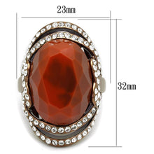 Load image into Gallery viewer, Womens Coffee Brown Ring Anillo Cafe Para Mujer 316L Stainless Steel with Stone in Orange Geata - Jewelry Store by Erik Rayo
