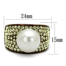 Load image into Gallery viewer, Womens Coffee Brown Ring Anillo Cafe Para Mujer 316L Stainless Steel with Synthetic Pearl in White Emilia - Jewelry Store by Erik Rayo

