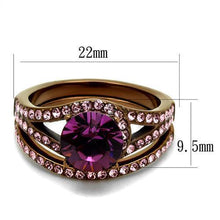 Load image into Gallery viewer, Womens Coffee Brown Ring Anillo Cafe Para Mujer 316L Stainless Steel with Top Grade Crystal in Amethyst Argeta - Jewelry Store by Erik Rayo
