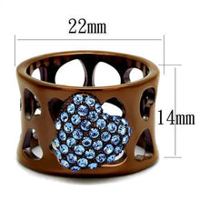 Load image into Gallery viewer, Womens Coffee Brown Ring Anillo Cafe Para Mujer 316L Stainless Steel with Top Grade Crystal in Aquamarine Forio - Jewelry Store by Erik Rayo
