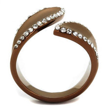 Load image into Gallery viewer, Womens Coffee Brown Ring Anillo Cafe Para Mujer 316L Stainless Steel with Top Grade Crystal in Clear Arco - Jewelry Store by Erik Rayo
