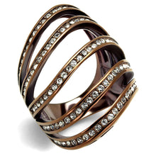 Load image into Gallery viewer, Womens Coffee Brown Ring Anillo Cafe Para Mujer 316L Stainless Steel with Top Grade Crystal in Clear Latina - Jewelry Store by Erik Rayo

