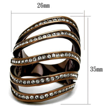 Load image into Gallery viewer, Womens Coffee Brown Ring Anillo Cafe Para Mujer 316L Stainless Steel with Top Grade Crystal in Clear Latina - Jewelry Store by Erik Rayo
