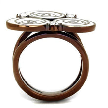 Load image into Gallery viewer, Womens Coffee Brown Ring Anillo Cafe Para Mujer 316L Stainless Steel with Top Grade Crystal in Clear Lazio - Jewelry Store by Erik Rayo
