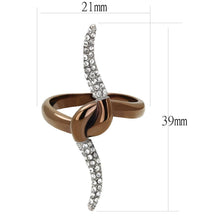 Load image into Gallery viewer, Womens Coffee Brown Ring Anillo Cafe Para Mujer 316L Stainless Steel with Top Grade Crystal in Clear Marino - Jewelry Store by Erik Rayo
