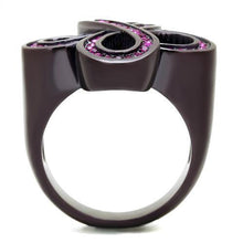 Load image into Gallery viewer, Womens Coffee Brown Ring Anillo Cafe Para Mujer 316L Stainless Steel with Top Grade Crystal in Fuchsia Fidenza - Jewelry Store by Erik Rayo
