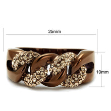 Load image into Gallery viewer, Womens Coffee Brown Ring Anillo Cafe Para Mujer 316L Stainless Steel with Top Grade Crystal in Light Peach - Jewelry Store by Erik Rayo
