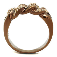 Load image into Gallery viewer, Womens Coffee Brown Ring Anillo Cafe Para Mujer 316L Stainless Steel with Top Grade Crystal in Light Peach - Jewelry Store by Erik Rayo
