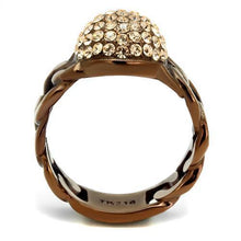 Load image into Gallery viewer, Womens Coffee Brown Ring Anillo Cafe Para Mujer 316L Stainless Steel with Top Grade Crystal in Light Peach Formia - Jewelry Store by Erik Rayo
