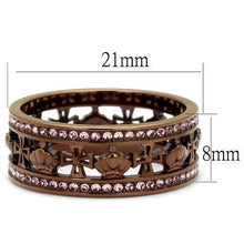 Load image into Gallery viewer, Womens Coffee Brown Ring Anillo Cafe Para Mujer 316L Stainless Steel with Top Grade Crystal in Light Rose Podere - Jewelry Store by Erik Rayo
