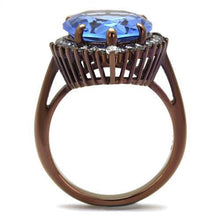 Load image into Gallery viewer, Womens Coffee Brown Ring Anillo Cafe Para Mujer 316L Stainless Steel with Top Grade Crystal in Light Sapphire Ortona - Jewelry Store by Erik Rayo
