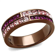 Load image into Gallery viewer, Womens Coffee Brown Ring Anillo Cafe Para Mujer 316L Stainless Steel with Top Grade Crystal in Multi Color Giulia - Jewelry Store by Erik Rayo
