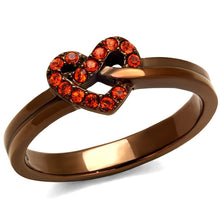 Load image into Gallery viewer, Womens Coffee Brown Ring Anillo Cafe Para Mujer 316L Stainless Steel with Top Grade Crystal in Orange Nola - Jewelry Store by Erik Rayo
