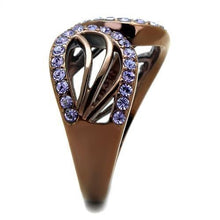 Load image into Gallery viewer, Womens Coffee Brown Ring Anillo Cafe Para Mujer 316L Stainless Steel with Top Grade Crystal in Tanzanite Cesena - Jewelry Store by Erik Rayo
