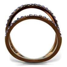 Load image into Gallery viewer, Womens Coffee Brown Ring Anillo Cafe Para Mujer 316L Stainless Steel with Top Grade Crystal in Tanzanite Sarno - Jewelry Store by Erik Rayo
