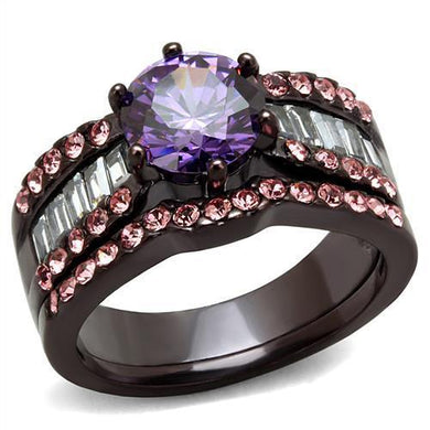 Coffee Brown Rings for Women Anillo Cafe Para Mujer Stainless Steel with AAA Grade CZ in Amethyst Capua Greco - Jewelry Store by Erik Rayo