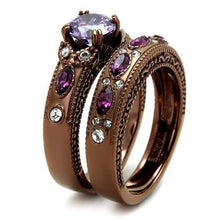 Load image into Gallery viewer, Womens Coffee Brown Ring Anillo Cafe Para Mujer Stainless Steel with AAA Grade CZ in Amethyst Carpi - ErikRayo.com
