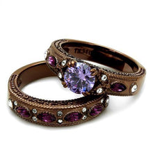 Load image into Gallery viewer, Womens Coffee Brown Ring Anillo Cafe Para Mujer Stainless Steel with AAA Grade CZ in Amethyst Carpi - ErikRayo.com
