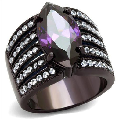Womens Coffee Brown Ring Anillo Cafe Para Mujer Stainless Steel with AAA Grade CZ in Amethyst Vasto - Jewelry Store by Erik Rayo
