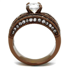 Load image into Gallery viewer, Womens Coffee Brown Ring Anillo Cafe Para Mujer Stainless Steel with AAA Grade CZ in Clear Atri - Jewelry Store by Erik Rayo
