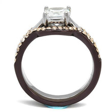 Load image into Gallery viewer, Womens Coffee Brown Ring Anillo Cafe Para Mujer Stainless Steel with AAA Grade CZ in Clear Chieti - Jewelry Store by Erik Rayo
