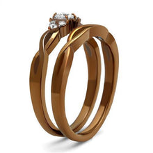 Load image into Gallery viewer, Womens Coffee Brown Ring Anillo Cafe Para Mujer Stainless Steel with AAA Grade CZ in Clear Cori - ErikRayo.com
