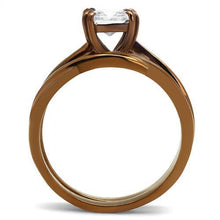 Load image into Gallery viewer, Womens Coffee Brown Ring Anillo Cafe Para Mujer Stainless Steel with AAA Grade CZ in Clear Fondi - Jewelry Store by Erik Rayo
