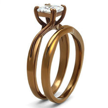 Load image into Gallery viewer, Womens Coffee Brown Ring Anillo Cafe Para Mujer Stainless Steel with AAA Grade CZ in Clear Fondi - Jewelry Store by Erik Rayo
