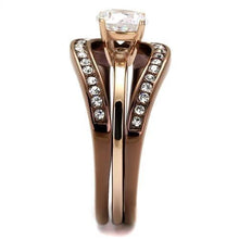 Load image into Gallery viewer, Womens Coffee Brown Ring Anillo Cafe Para Mujer Stainless Steel with AAA Grade CZ in Clear Forza - ErikRayo.com
