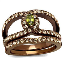 Load image into Gallery viewer, Womens Coffee Brown Ring Anillo Cafe Para Mujer Stainless Steel with AAA Grade CZ in Olivine Anzio - ErikRayo.com
