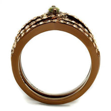 Load image into Gallery viewer, Womens Coffee Brown Ring Anillo Cafe Para Mujer Stainless Steel with AAA Grade CZ in Olivine Anzio - ErikRayo.com
