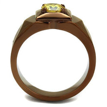 Load image into Gallery viewer, Coffee Brown Rings for Women Anillo Cafe Para Mujer Stainless Steel with AAA Grade CZ in Topaz Lugo - Jewelry Store by Erik Rayo
