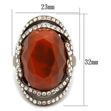 Load image into Gallery viewer, Womens Coffee Brown Ring Anillo Cafe Para Mujer Stainless Steel with Stone in Orange Geata - Jewelry Store by Erik Rayo
