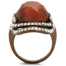 Load image into Gallery viewer, Womens Coffee Brown Ring Anillo Cafe Para Mujer Stainless Steel with Stone in Orange Geata - ErikRayo.com
