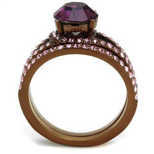 Load image into Gallery viewer, Womens Coffee Brown Ring Anillo Cafe Para Mujer Stainless Steel with Top Grade Crystal in Amethyst Argeta - Jewelry Store by Erik Rayo
