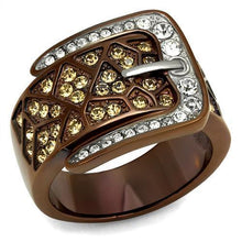 Load image into Gallery viewer, Womens Coffee Brown Ring Anillo Cafe Para Mujer Stainless Steel with Top Grade Crystal in Citrine Yellow Guastalla - ErikRayo.com
