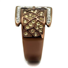 Load image into Gallery viewer, Womens Coffee Brown Ring Anillo Cafe Para Mujer Stainless Steel with Top Grade Crystal in Citrine Yellow Guastalla - ErikRayo.com
