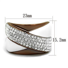 Load image into Gallery viewer, Womens Coffee Brown Ring Anillo Cafe Para Mujer Stainless Steel with Top Grade Crystal in Clear Forli - ErikRayo.com
