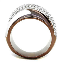 Load image into Gallery viewer, Womens Coffee Brown Ring Anillo Cafe Para Mujer Stainless Steel with Top Grade Crystal in Clear Forli - Jewelry Store by Erik Rayo
