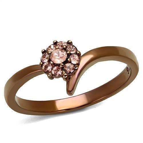 Womens Coffee Brown Ring Anillo Cafe Para Mujer Stainless Steel with Top Grade Crystal in Light Peach Amalfi - ErikRayo.com
