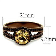 Load image into Gallery viewer, Womens Coffee Brown Ring Anillo Cafe Para Mujer Stainless Steel with Top Grade Crystal in Light Smoked Caserta - Jewelry Store by Erik Rayo

