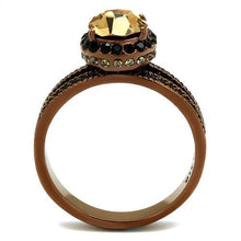 Load image into Gallery viewer, Womens Coffee Brown Ring Anillo Cafe Para Mujer Stainless Steel with Top Grade Crystal in Light Smoked Caserta - Jewelry Store by Erik Rayo
