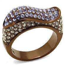 Load image into Gallery viewer, Womens Coffee Brown Ring Anillo Cafe Para Mujer Stainless Steel with Top Grade Crystal in Multi Color Cento - Jewelry Store by Erik Rayo
