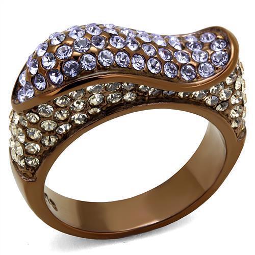 Womens Coffee Brown Ring Anillo Cafe Para Mujer Stainless Steel with Top Grade Crystal in Multi Color Cento - Jewelry Store by Erik Rayo
