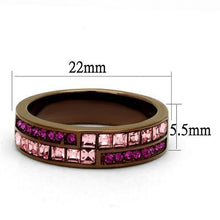Load image into Gallery viewer, Womens Coffee Brown Ring Anillo Cafe Para Mujer Stainless Steel with Top Grade Crystal in Multi Color Giulia - ErikRayo.com

