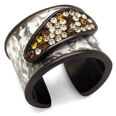 Womens Coffee Brown Ring Anillo Cafe Para Mujer Stainless Steel with Top Grade Crystal in Multi Color Modena - Jewelry Store by Erik Rayo