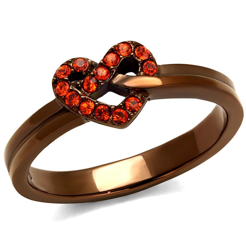 Womens Coffee Brown Ring Anillo Cafe Para Mujer Stainless Steel with Top Grade Crystal in Orange Nola - ErikRayo.com